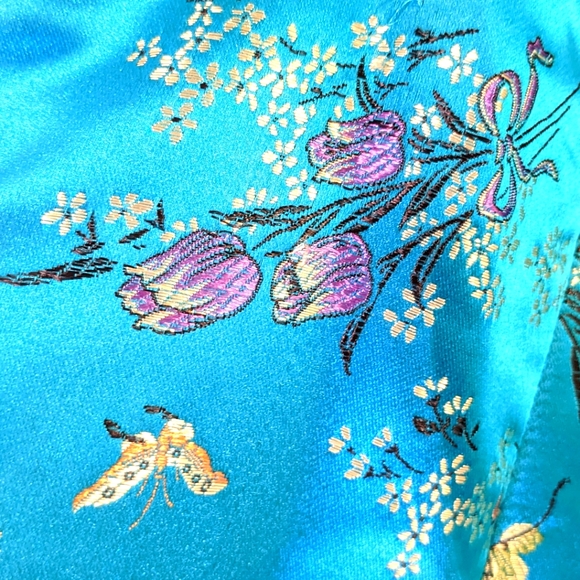 Turquoise embroidered dress - vintage - Picture 4 of 8